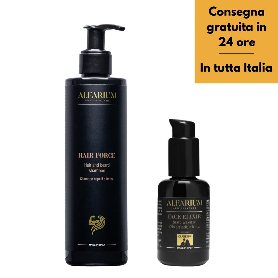 Routine capelli e barba uomo – Hair Force® + Face Elixir®